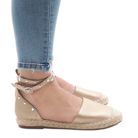 Sandali espadrillas dorati con fibbia TH-155 d'oro