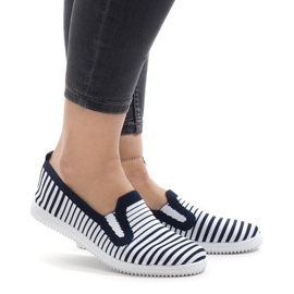Sneakers a righe blu navy XJ-2909 bianca