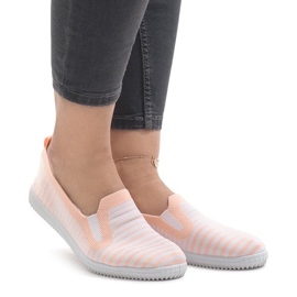 Sneakers slip-on a righe pesca XJ-2909 bianca giallo