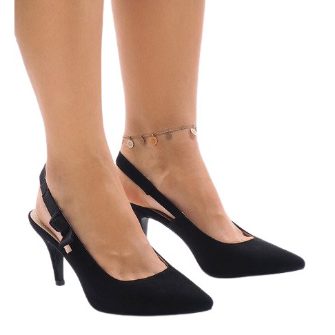 Décolleté nere su tacco con elastico F013 nero