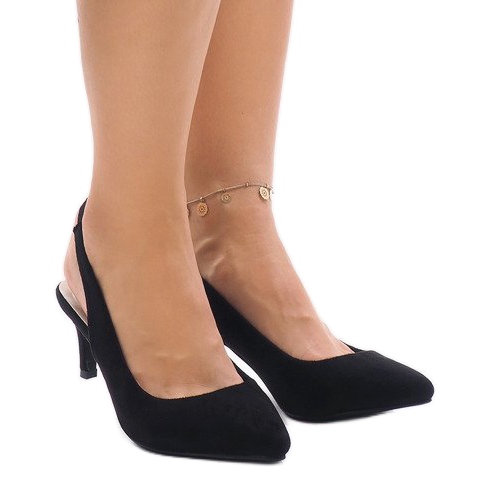Décolleté nere su tacco con elastico 16337-242 nero