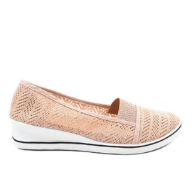 Sneakers rosa con laccio sulla zeppa ZH-4