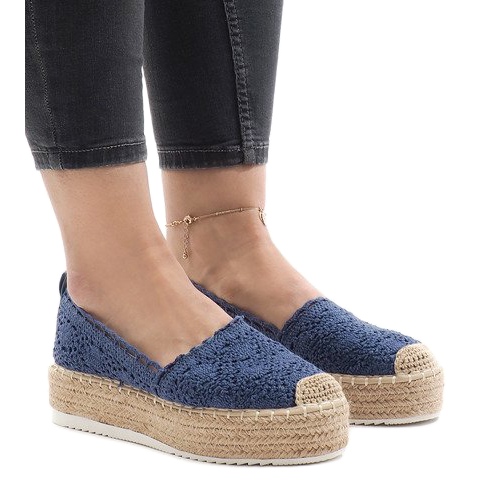 Sneakers espadrillas blu sulla piattaforma 7801-P