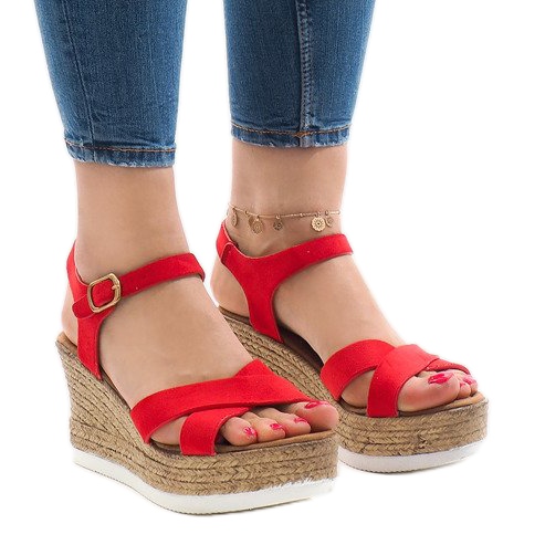 Sandali rossi con zeppa XL104 rosso