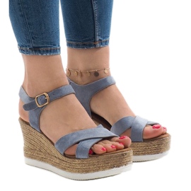 Sandali con zeppa XL104 blu