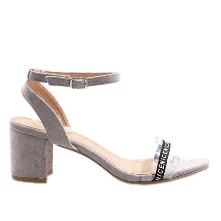 Sandali grigi sul post camoscio S-7347 beige grigio