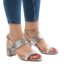 Sandali serpente sul post camoscio S-7346 bianco
