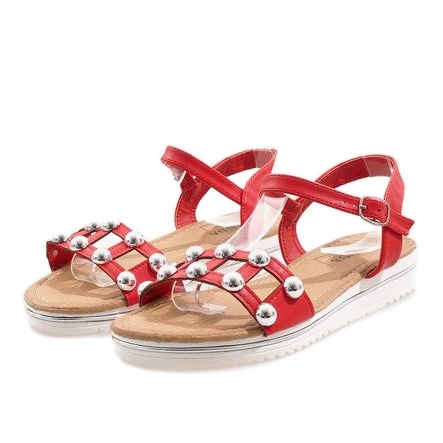 Sandali rossi con zeppa con elastico 35-128 rosso