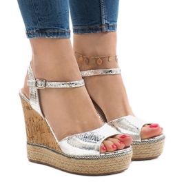 Sandali con zeppa argento 226-1 grigio