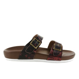 Pantofole rosse e marroni con fibbia GA735 marrone rosso
