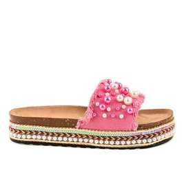 Ciabatte decorate rosa 1035 perle