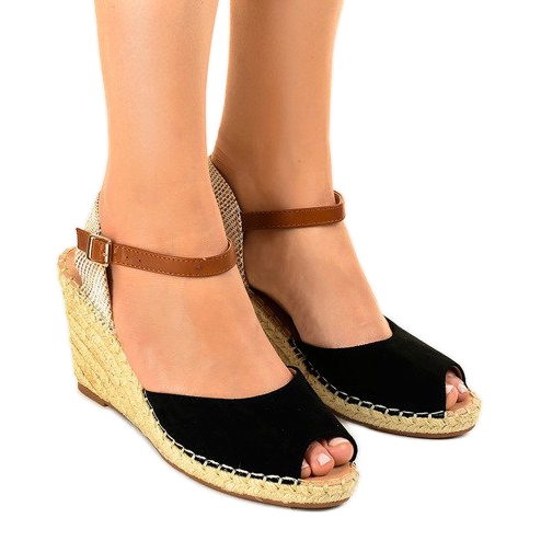 Sandali neri con zeppa 2895 nero