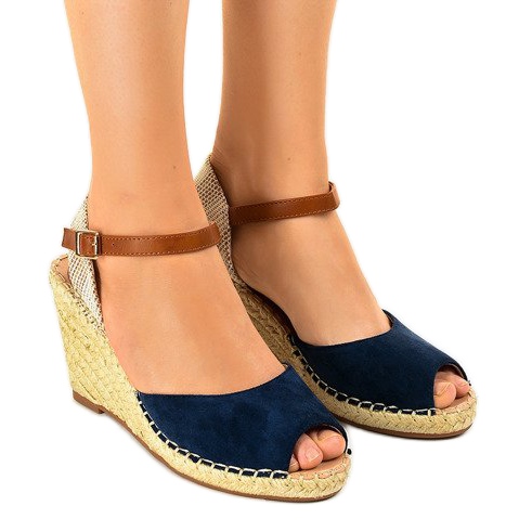 Sandali con zeppa blu navy 2895 nero
