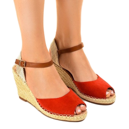 Sandali rossi con zeppa 2895 rosso