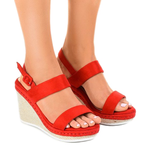 Sandali rossi con zeppa U-6291 rosso
