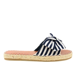 Pantofole blu navy con fiocco Z-23 bianca
