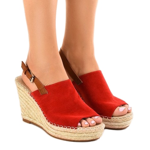 Sandali rossi con zeppa espadrillas KA-20 rosso