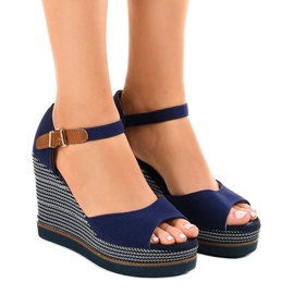 Sandali con zeppa blu navy espadrillas 9079