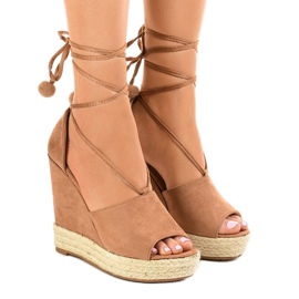 Sandali con zeppa espadrillas beige FK-228