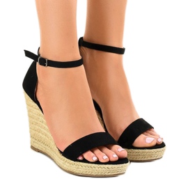 Sandali neri con zeppa espadrillas BD342 nero