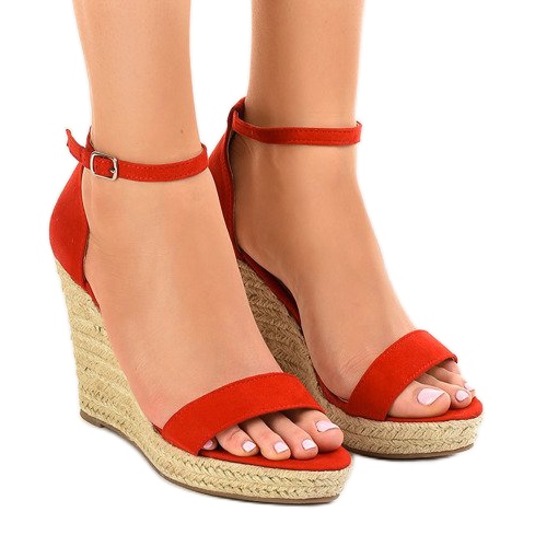Sandali rossi con zeppa online