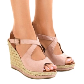 Sandali con zeppa espadrillas rosa LM-0205