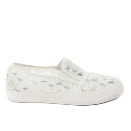 Sneakers bianche con laccio A0397-3 bianco