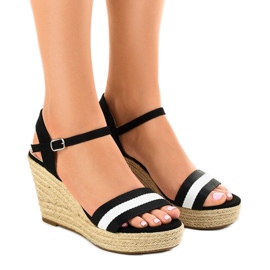 Sandali neri con zeppa espadrillas 9072 nero
