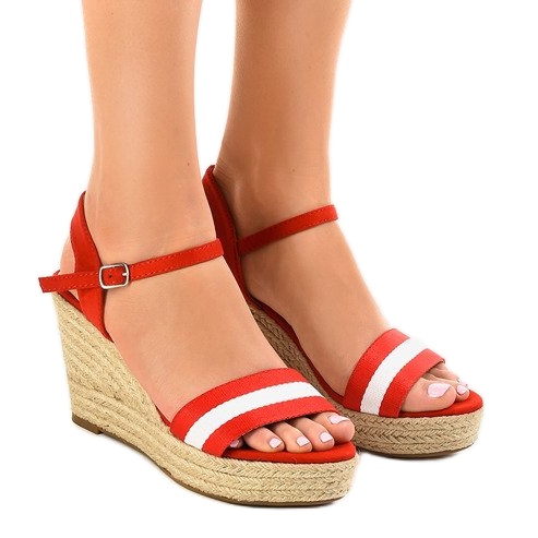 Sandali rossi con zeppa espadrillas 9072 rosso