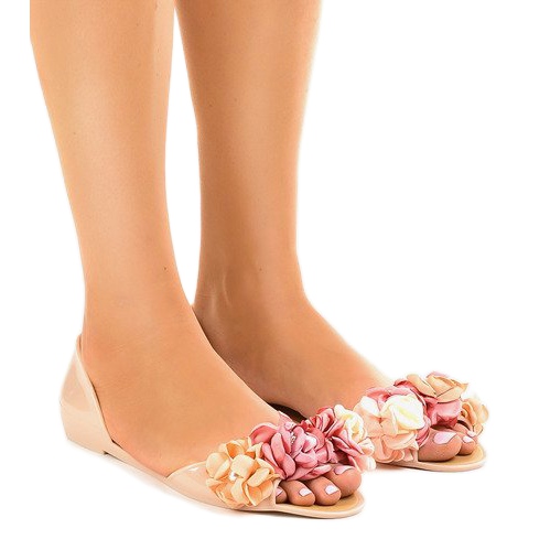 Sandali Meliski beige con fiori AE20