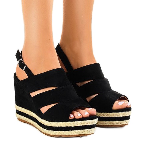 Espadrillas nere sulla zeppa FG6 nero