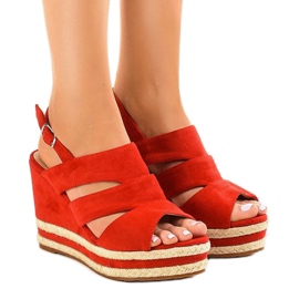 Espadrillas rosse, sandali con zeppa FG6 rosso