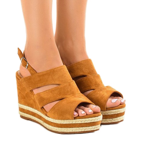 Espadrillas marroni su zeppa FG6 marrone