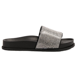 Bestelle Ciabatte In Gomma Con Cubic Zirconia nero