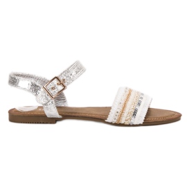 SHELOVET Sandali Con Paillettes bianco