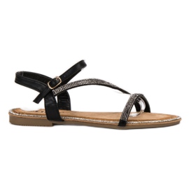 SHELOVET Sandali Classici Con Cubic Zirconia nero