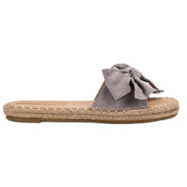Forever Folie Pantofole Scamosciate Con Fiocco grigio