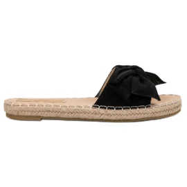 Forever Folie Pantofole Scamosciate Con Fiocco nero