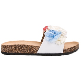 SHELOVET Pantofole Bianche Con Fiori bianco