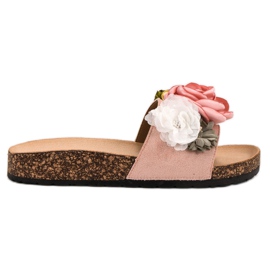 SHELOVET Ciabatte Cipria Con Fiori rosa