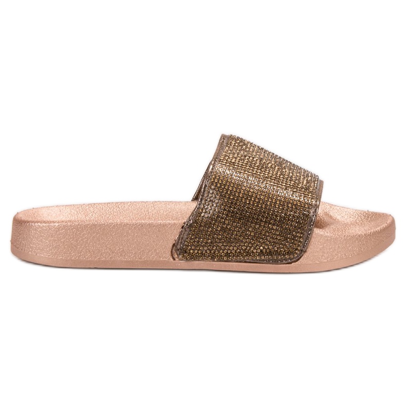 Pantofole lucide dorate d'oro