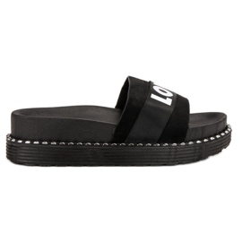 Queen Vivi Adoro le pantofole in pelle scamosciata nero