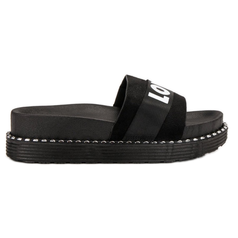 Queen Vivi Adoro le pantofole in pelle scamosciata nero