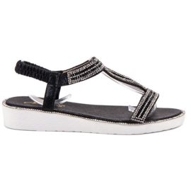 SHELOVET Sandali con zeppa con elastico nero