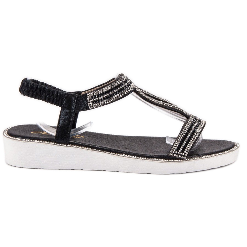SHELOVET Sandali con zeppa con elastico nero