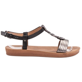 SHELOVET Sandali con fibbia nero grigio