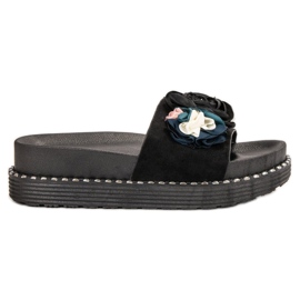 Bello Star Pantofole Sulla Piattaforma nero