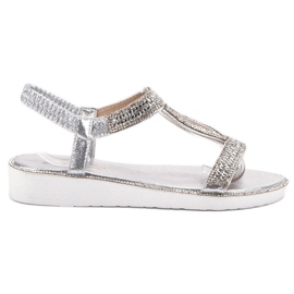 SHELOVET Sandali con zeppa con elastico grigio