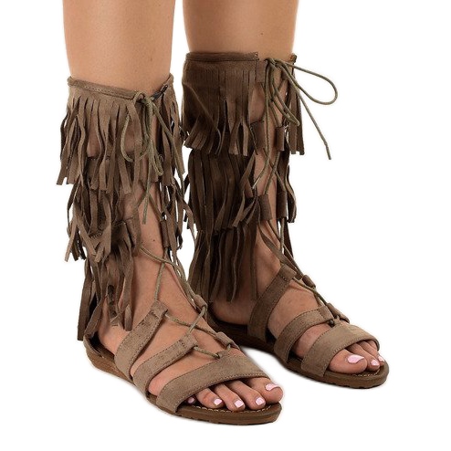 Sandali gladiatore flat tortora D-41 beige