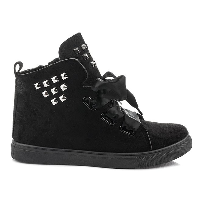 Stivaletti e fiocchi in pelle scamosciata TL0149-1 Nero